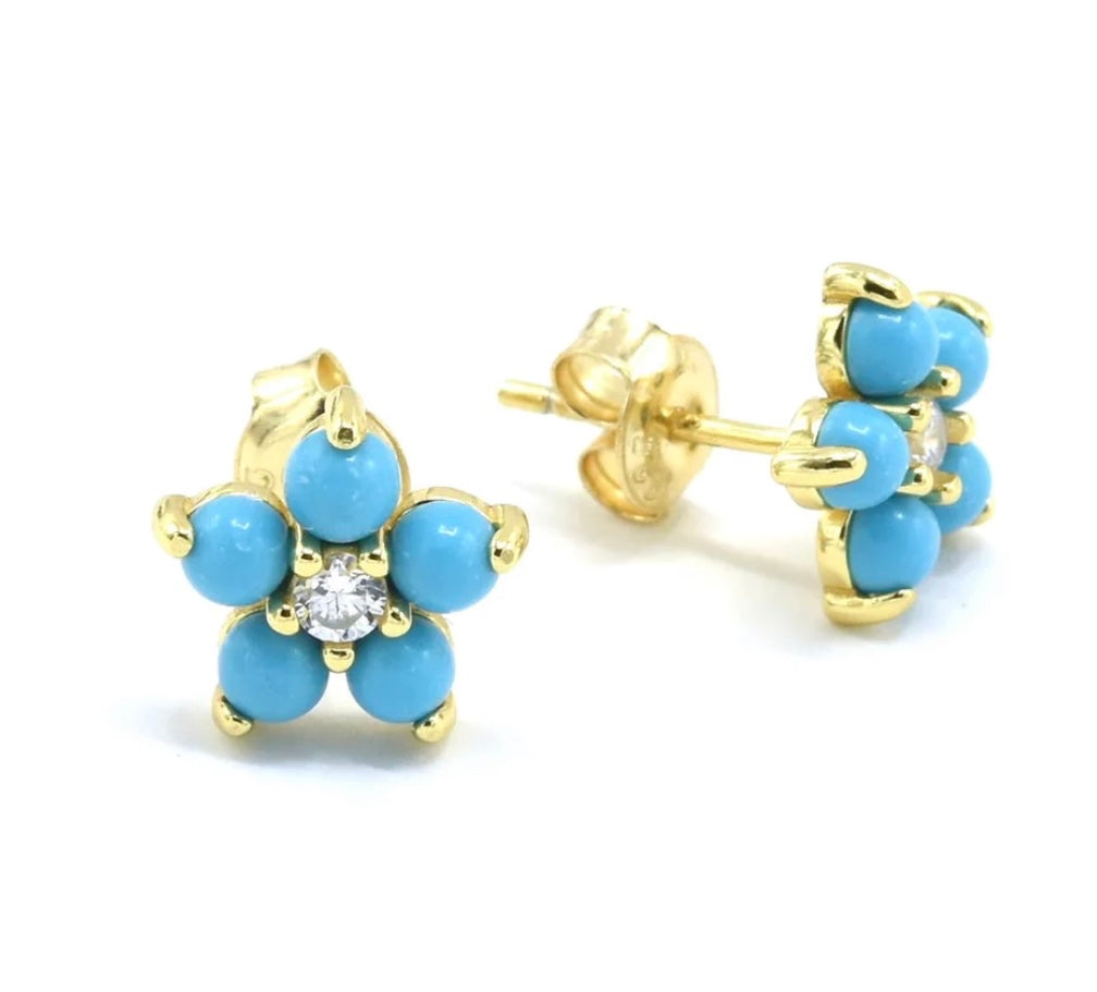 Torquiose Flower Studs