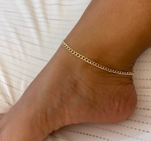 Thin Cuban Link Anklet