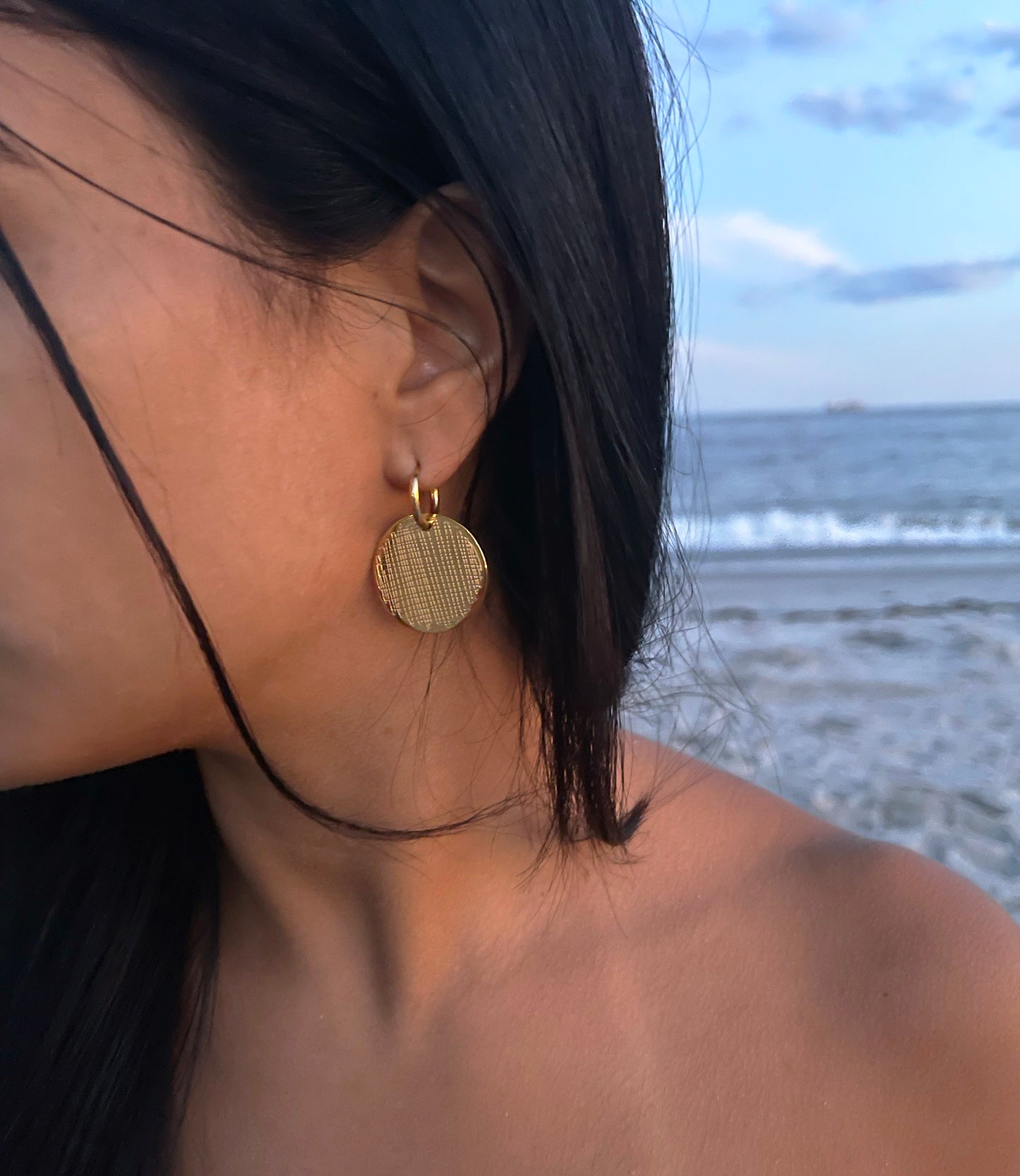 Gold Round Earrings