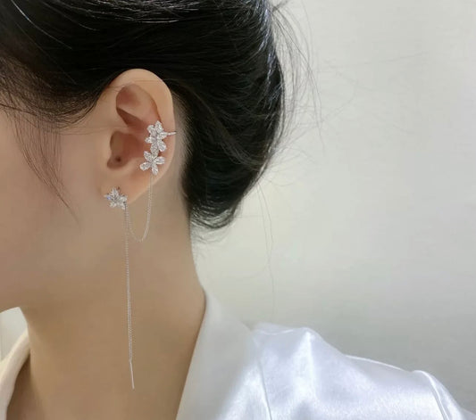 Flower Thread Earring with Cuff