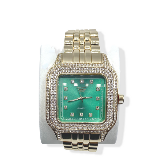 Square Green Face Watch